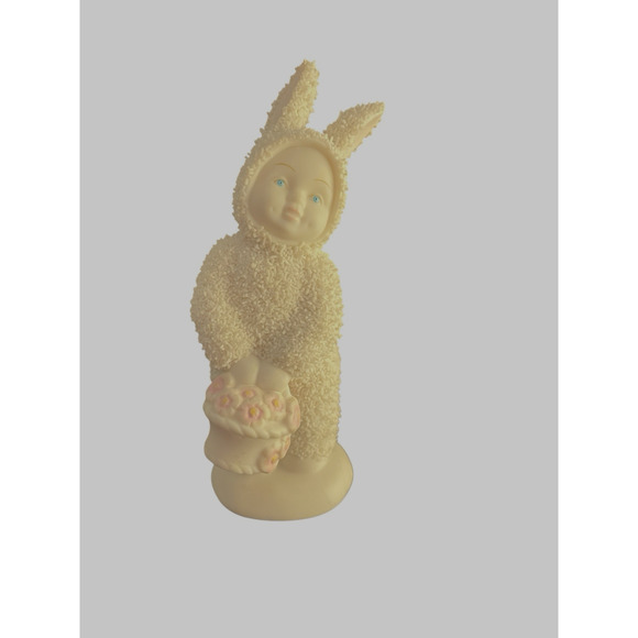 Department 56 Snowbabies “A Basket Of Cheer” 4.25 Inch Figurine Collector Bunny - Picture 3 of 8